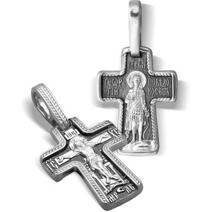 Серебряный нательный крестик «Святой Георгий»