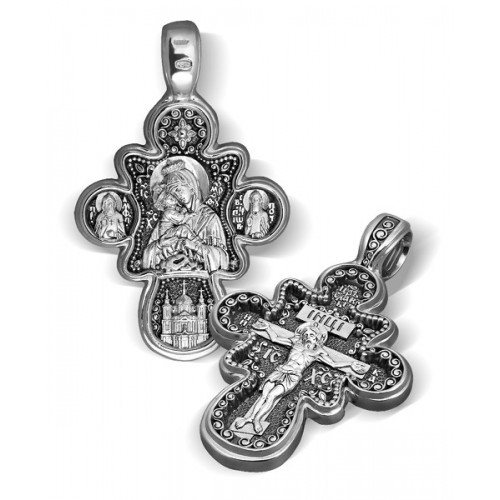 Серебряный нательный крестик «Почаевский»