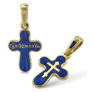 Православный крест с эмалью КЭ21 (фианит)