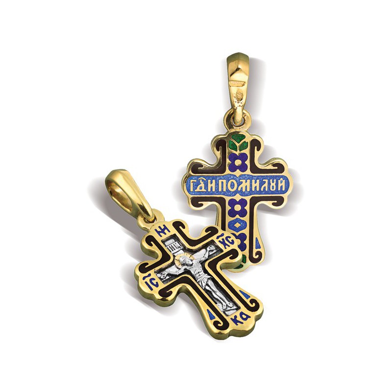 Православный крест с эмалью КЭ 09