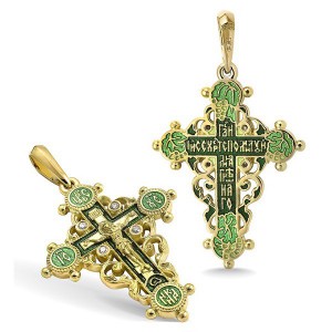 Православный крест с эмалью КЭ 01 (фианит)